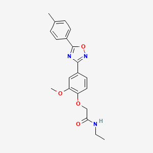 molecular formula C20H21N3O4 B7694323 N-ethyl-2-(2-methoxy-4-(5-(p-tolyl)-1,2,4-oxadiazol-3-yl)phenoxy)acetamide 