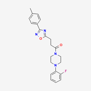 molecular formula C22H23FN4O2 B7694327 1-(4-(2-fluorophenyl)piperazin-1-yl)-3-(3-(p-tolyl)-1,2,4-oxadiazol-5-yl)propan-1-one 