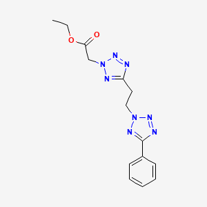 molecular formula C14H16N8O2 B7694354 Ethyl 2-(5-(2-(5-phenyl-2H-tetrazol-2-yl)ethyl)-2H-tetrazol-2-yl)acetate CAS No. 496018-41-8