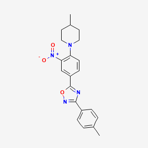 molecular formula C21H22N4O3 B7694360 5-(4-(4-methylpiperidin-1-yl)-3-nitrophenyl)-3-(p-tolyl)-1,2,4-oxadiazole 