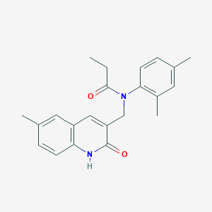 molecular formula C22H24N2O2 B7694375 N-(2,4-dimethylphenyl)-N-((2-hydroxy-6-methylquinolin-3-yl)methyl)propionamide 