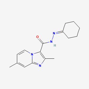 molecular formula C16H20N4O B7694383 N'-cyclohexylidene-2,7-dimethylimidazo[1,2-a]pyridine-3-carbohydrazide 