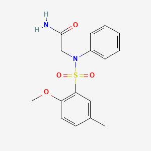 molecular formula C16H18N2O4S B7694393 2-(N-(2-Methoxy-5-methylphenyl)sulfonylanilino)acetamide CAS No. 791805-25-9
