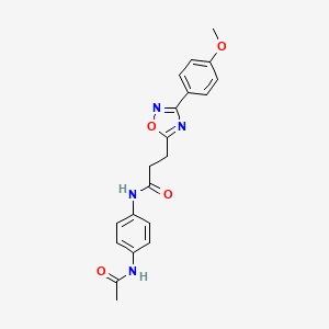 molecular formula C20H20N4O4 B7694400 N-(4-acetamidophenyl)-3-(3-(4-methoxyphenyl)-1,2,4-oxadiazol-5-yl)propanamide 
