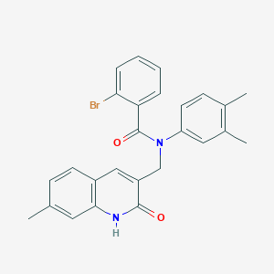 2-bromo-N-(3,4-dimethylphenyl)-N-((2-hydroxy-7-methylquinolin-3-yl)methyl)benzamide