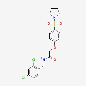 molecular formula C19H20Cl2N2O4S B7694424 N-(2,4-dichlorobenzyl)-2-(4-(pyrrolidin-1-ylsulfonyl)phenoxy)acetamide 