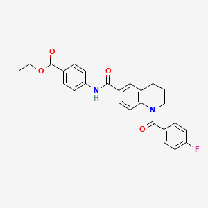 molecular formula C26H23FN2O4 B7694435 N-(2-bromophenyl)-1-(4-fluorobenzoyl)-1,2,3,4-tetrahydroquinoline-6-carboxamide 