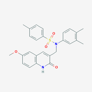 molecular formula C26H26N2O4S B7694459 N-(3,4-dimethylphenyl)-N-((2-hydroxy-6-methoxyquinolin-3-yl)methyl)-4-methylbenzenesulfonamide 