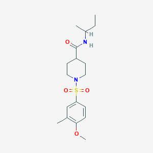 molecular formula C18H28N2O4S B7694506 1-(4-methoxy-3-methylbenzenesulfonyl)-N-methylpiperidine-4-carboxamide 