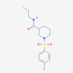 molecular formula C15H21FN2O3S B7694529 1-((4-fluorophenyl)sulfonyl)-N-propylpiperidine-3-carboxamide 