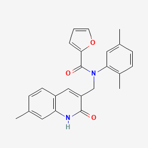 molecular formula C24H22N2O3 B7694537 N-(2,5-dimethylphenyl)-N-((2-hydroxy-7-methylquinolin-3-yl)methyl)furan-2-carboxamide 