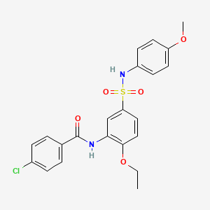 molecular formula C22H21ClN2O5S B7694544 4-chloro-N-(2-ethoxy-5-(N-(4-methoxyphenyl)sulfamoyl)phenyl)benzamide 