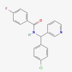 molecular formula C19H14ClFN2O B7694556 N-((4-chlorophenyl)(pyridin-3-yl)methyl)-4-fluorobenzamide 