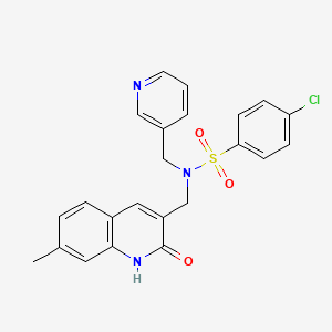 molecular formula C23H20ClN3O3S B7694573 4-chloro-N-((2-hydroxy-7-methylquinolin-3-yl)methyl)-N-(pyridin-3-ylmethyl)benzenesulfonamide 