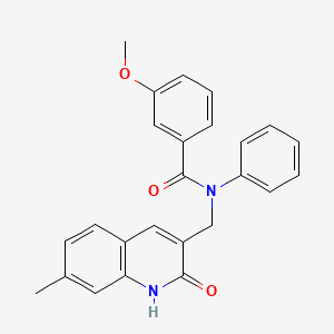 molecular formula C25H22N2O3 B7694580 N-((2-hydroxy-7-methylquinolin-3-yl)methyl)-3-methoxy-N-phenylbenzamide 