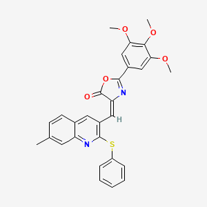 molecular formula C29H24N2O5S B7694582 (E)-4-((7-methyl-2-(phenylthio)quinolin-3-yl)methylene)-2-(3,4,5-trimethoxyphenyl)oxazol-5(4H)-one 