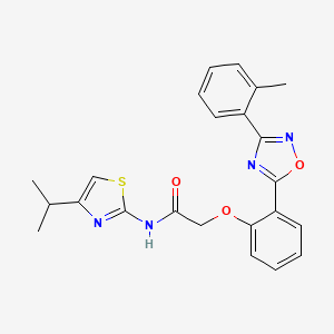 molecular formula C23H22N4O3S B7694597 N-(4-isopropylthiazol-2-yl)-2-(2-(3-(o-tolyl)-1,2,4-oxadiazol-5-yl)phenoxy)acetamide 