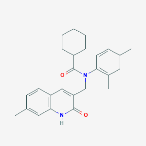 molecular formula C26H30N2O2 B7694605 N-(2,4-dimethylphenyl)-N-((2-hydroxy-7-methylquinolin-3-yl)methyl)cyclohexanecarboxamide 
