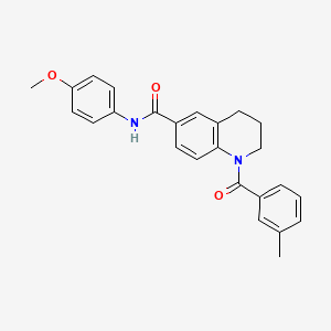 molecular formula C25H24N2O3 B7694620 1-(3-methylbenzoyl)-N-[(oxolan-2-yl)methyl]-1,2,3,4-tetrahydroquinoline-6-carboxamide 