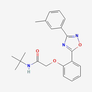 molecular formula C21H23N3O3 B7694628 N-(tert-butyl)-2-(2-(3-(m-tolyl)-1,2,4-oxadiazol-5-yl)phenoxy)acetamide 