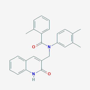 molecular formula C26H24N2O2 B7694641 N-(3,4-dimethylphenyl)-N-((2-hydroxyquinolin-3-yl)methyl)-2-methylbenzamide 