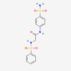 molecular formula C14H15N3O5S2 B7694644 2-(phenylsulfonamido)-N-(4-sulfamoylphenyl)acetamide 
