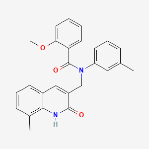 molecular formula C26H24N2O3 B7694651 N-((2-hydroxy-8-methylquinolin-3-yl)methyl)-2-methoxy-N-(m-tolyl)benzamide 