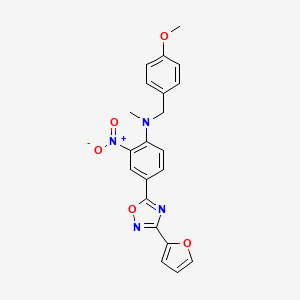 molecular formula C21H18N4O5 B7694687 4-(3-(furan-2-yl)-1,2,4-oxadiazol-5-yl)-N-(4-methoxybenzyl)-N-methyl-2-nitroaniline 