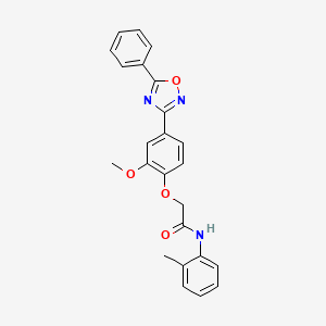 molecular formula C24H21N3O4 B7694693 2-(2-methoxy-4-(5-phenyl-1,2,4-oxadiazol-3-yl)phenoxy)-N-(o-tolyl)acetamide 