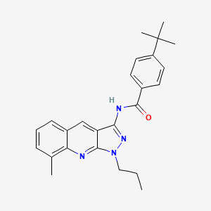molecular formula C25H28N4O B7694696 4-(tert-butyl)-N-(8-methyl-1-propyl-1H-pyrazolo[3,4-b]quinolin-3-yl)benzamide 