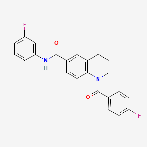 molecular formula C23H18F2N2O2 B7694726 1-(4-fluorobenzoyl)-N-(3-fluorophenyl)-1,2,3,4-tetrahydroquinoline-6-carboxamide 