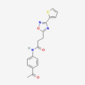 molecular formula C17H15N3O3S B7694741 N-(4-acetylphenyl)-3-(3-(thiophen-2-yl)-1,2,4-oxadiazol-5-yl)propanamide 