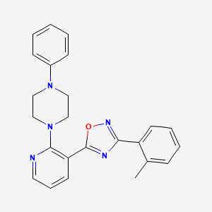 molecular formula C24H23N5O B7694742 5-(2-(4-phenylpiperazin-1-yl)pyridin-3-yl)-3-(o-tolyl)-1,2,4-oxadiazole 