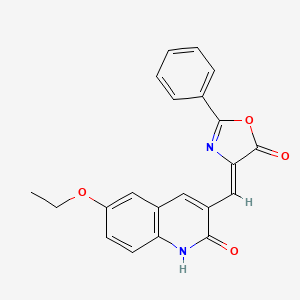 molecular formula C21H16N2O4 B7694762 (Z)-4-((6-ethoxy-2-hydroxyquinolin-3-yl)methylene)-2-phenyloxazol-5(4H)-one 