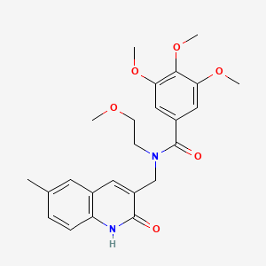 molecular formula C24H28N2O6 B7694790 N-((2-hydroxy-6-methylquinolin-3-yl)methyl)-3,4,5-trimethoxy-N-(2-methoxyethyl)benzamide 