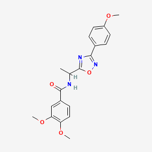 molecular formula C20H21N3O5 B7694792 3,4-dimethoxy-N-(1-(3-(4-methoxyphenyl)-1,2,4-oxadiazol-5-yl)ethyl)benzamide 