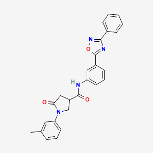 molecular formula C26H22N4O3 B7694800 5-oxo-N-(3-(3-phenyl-1,2,4-oxadiazol-5-yl)phenyl)-1-(m-tolyl)pyrrolidine-3-carboxamide 