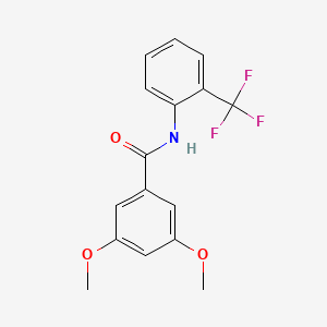 molecular formula C16H14F3NO3 B7694816 2-{4-[(Z)-{[(3,4-dimethoxyphenyl)formamido]imino}methyl]phenoxy}-N-[(oxolan-2-yl)methyl]acetamide 