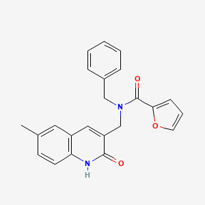 N-benzyl-N-[(6-methyl-2-oxo-1H-quinolin-3-yl)methyl]furan-2-carboxamide