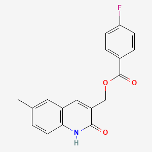 molecular formula C18H14FNO3 B7694848 (2-hydroxy-6-methylquinolin-3-yl)methyl 4-fluorobenzoate 