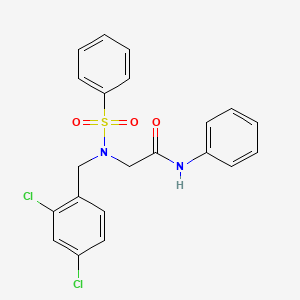 molecular formula C21H18Cl2N2O3S B7694849 2-(N-(2,4-dichlorobenzyl)phenylsulfonamido)-N-phenylacetamide 