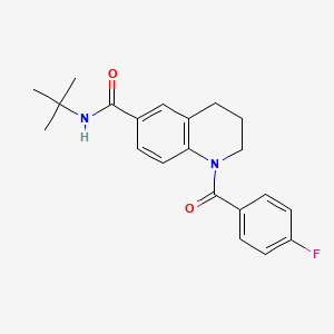 molecular formula C21H23FN2O2 B7694868 N-(tert-butyl)-1-(4-fluorobenzoyl)-1,2,3,4-tetrahydroquinoline-6-carboxamide 