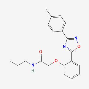 molecular formula C20H21N3O3 B7694907 N-propyl-2-(2-(3-(p-tolyl)-1,2,4-oxadiazol-5-yl)phenoxy)acetamide 