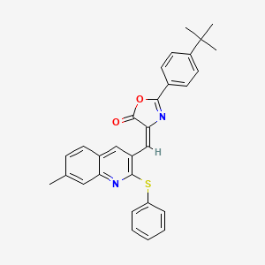 molecular formula C30H26N2O2S B7694917 (E)-2-(4-(tert-butyl)phenyl)-4-((7-methyl-2-(phenylthio)quinolin-3-yl)methylene)oxazol-5(4H)-one 