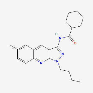molecular formula C22H28N4O B7694923 N-(1-butyl-6-methyl-1H-pyrazolo[3,4-b]quinolin-3-yl)cyclohexanecarboxamide 