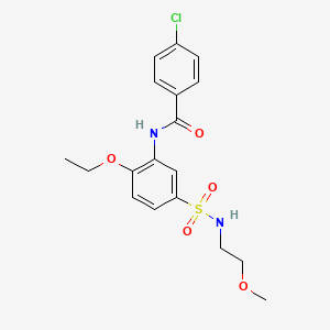 molecular formula C18H21ClN2O5S B7694964 4-chloro-N-(2-ethoxy-5-(N-(2-methoxyethyl)sulfamoyl)phenyl)benzamide 