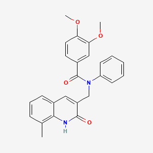 molecular formula C26H24N2O4 B7694981 N-((2-hydroxy-8-methylquinolin-3-yl)methyl)-3,4-dimethoxy-N-phenylbenzamide 