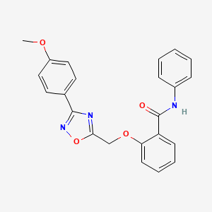 molecular formula C23H19N3O4 B7694982 2-((3-(4-methoxyphenyl)-1,2,4-oxadiazol-5-yl)methoxy)-N-phenylbenzamide 