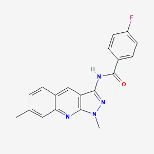 molecular formula C19H15FN4O B7694988 N-(1,7-dimethyl-1H-pyrazolo[3,4-b]quinolin-3-yl)-4-fluorobenzamide 