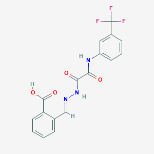 (E)-2-((2-(2-oxo-2-((3-(trifluoromethyl)phenyl)amino)acetyl)hydrazono)methyl)benzoic acid
